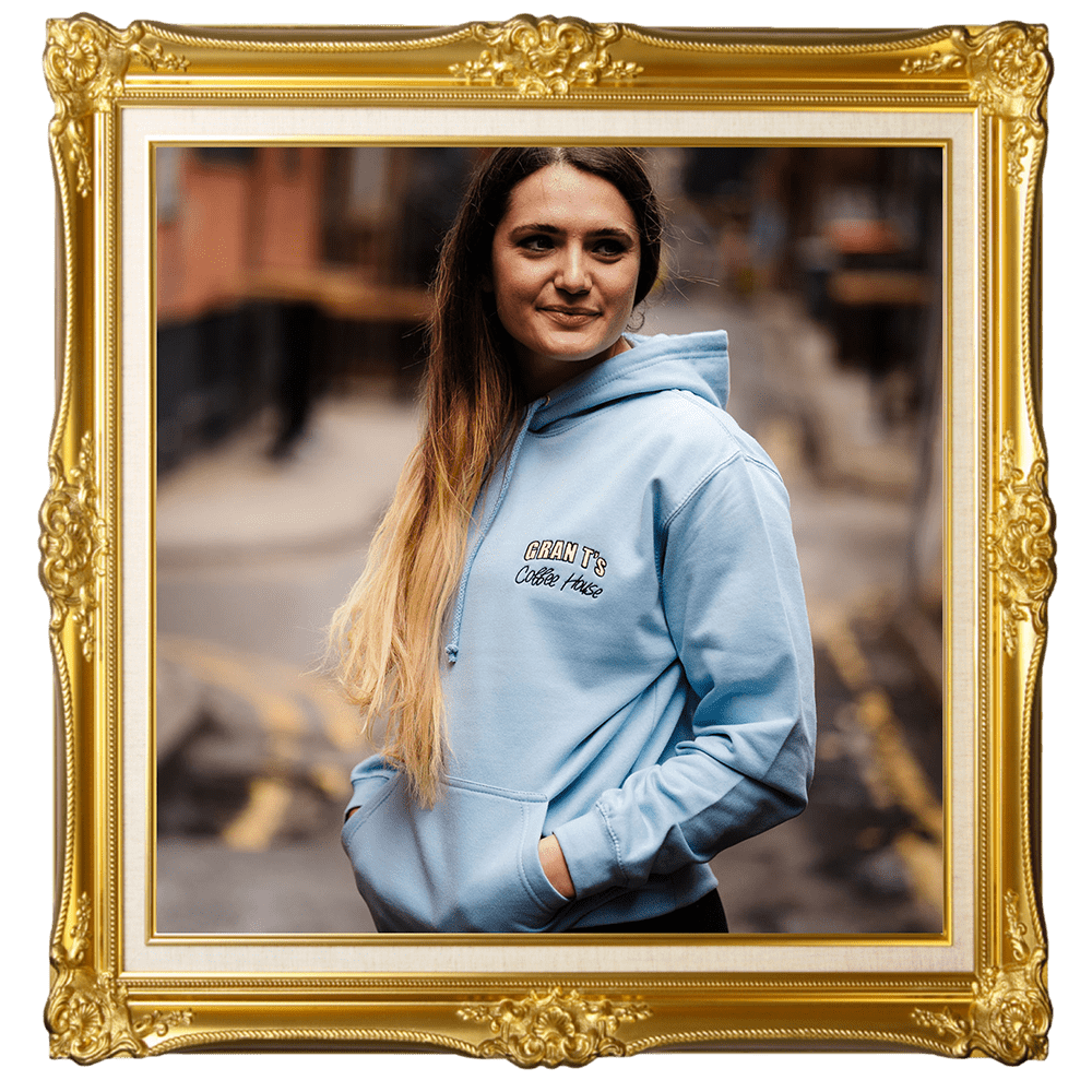 Classic Baby Blue Hoodie | Gran T's Coffee House